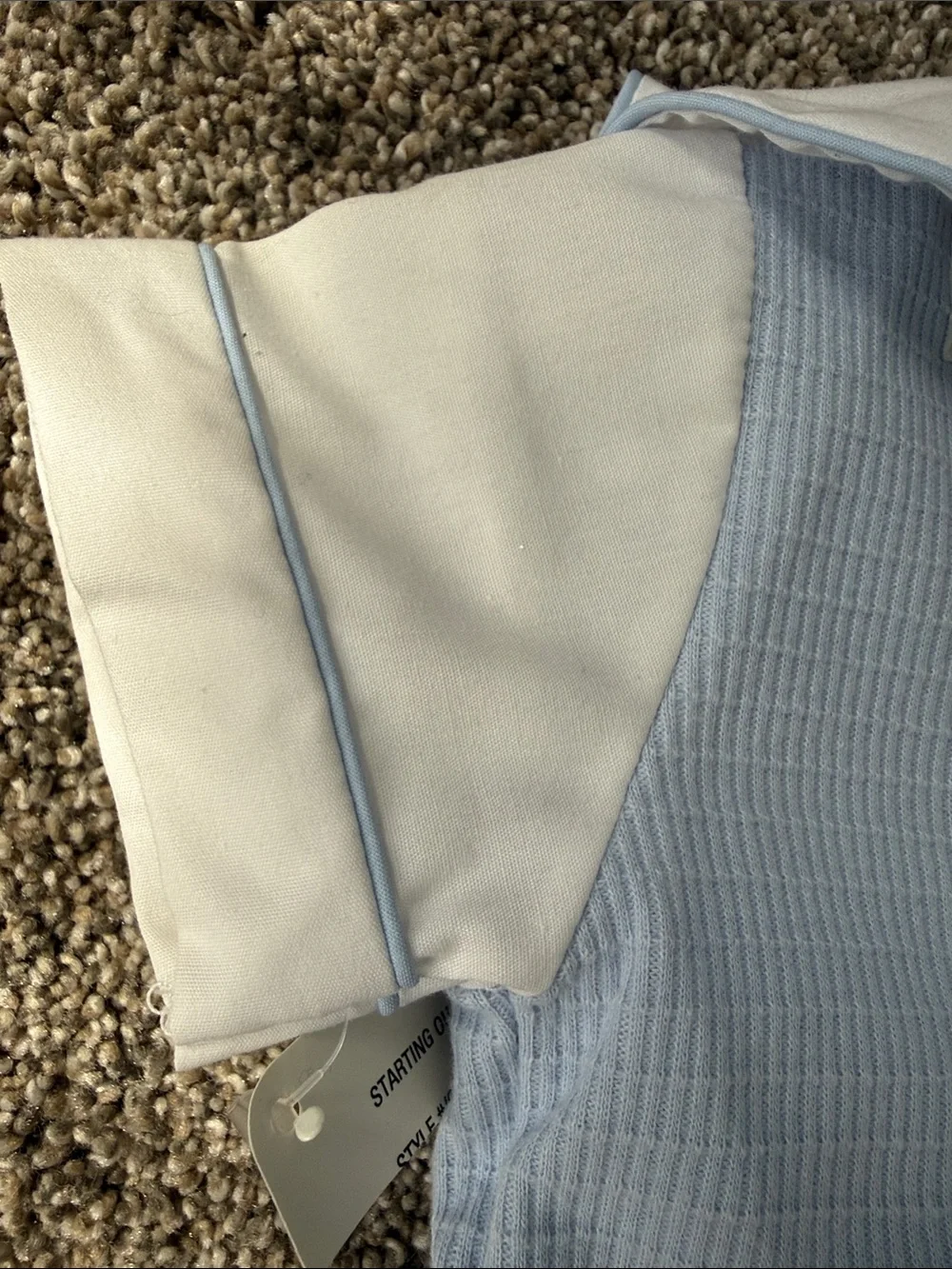Starting Out Light Blue and White Boys' Shortall with Embroidered Text
